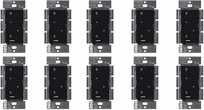 Lutron Caseta Original Smart Dimmer Switch (Lutron Smart Hub Required), for LED Lights, 150 Watt, Single-Pole/3-Way, No Neutral Required, PD-6WCL-BL, Black, 10 Pack