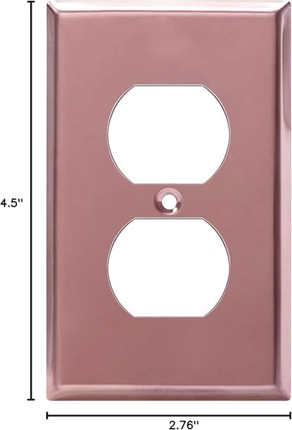 ENERLITES Duplex Receptacle Metal Wall Plate, Stainless Steel Outlet Cover, Corrosion Resistant, Standard Size 1-Gang 4.50" x 2.76", Stainless Steel 201, 7721-PRG, Polished Rose Gold