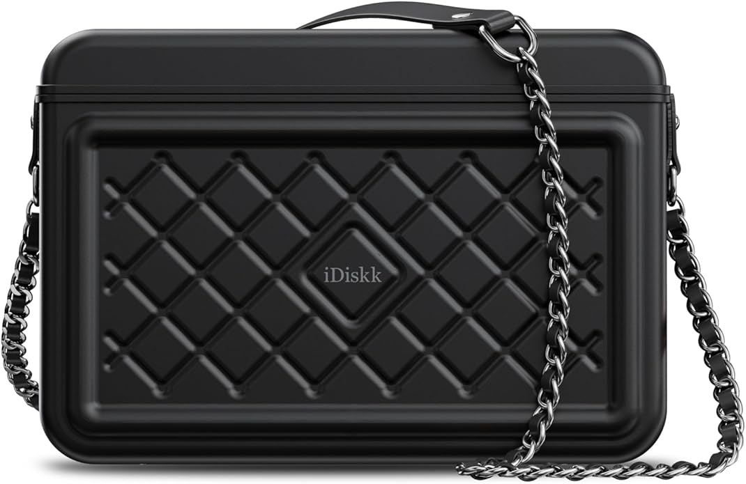 iDiskk Security Lock Box, Metal Safe Box with Anti-Theft with Fingerprint and Password Unlocking, MFi Certification Compatible with Find My App (iOS Only) Ideal for Secure Storage of Valuables