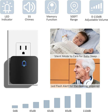SECRUI Wireless Door Chimes When Door Open Entry for Business/Home/Office/Store Door Ringer Alert Buzzer Alarm with - 1 Receiver 3 sensors