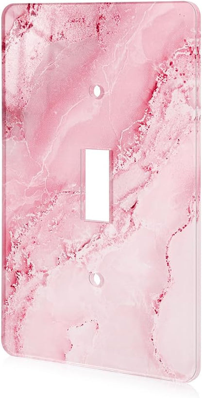 Abstract Pink Marble Design Acrylic Switch Wall Plate Light Switch Plates Cover Durable Acrylic Wall Plate Decorative Single Gang Wall Plate