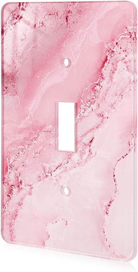 Abstract Pink Marble Design Acrylic Switch Wall Plate Light Switch Plates Cover Durable Acrylic Wall Plate Decorative Single Gang Wall Plate