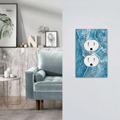Decorative Outlet Covers Abstract Watercolor Blue Marble Texture 1 Gang Duplex Light Switch Cover Plate Unique Wall Plates for Electrical Outlets Switch Plate Covers for Bedroom Home Decor