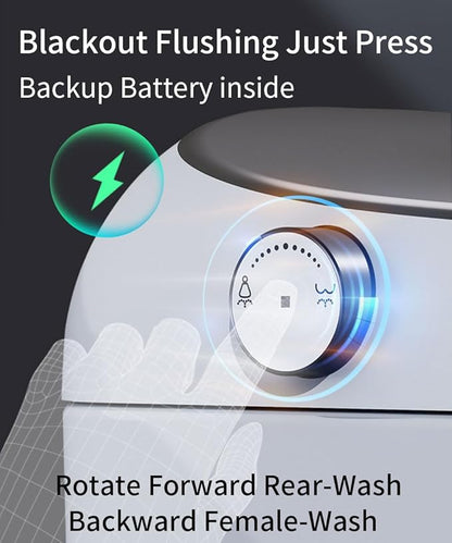 EPLO Smart Toilet - Elongated Heated Seat, Auto Flush,Kick Flush,Warm Wash, Modern One piece Toilet with Bidet built in, ADA Comfort Height for Bathroom, Blackout can Flush, Night Light, LED Display
