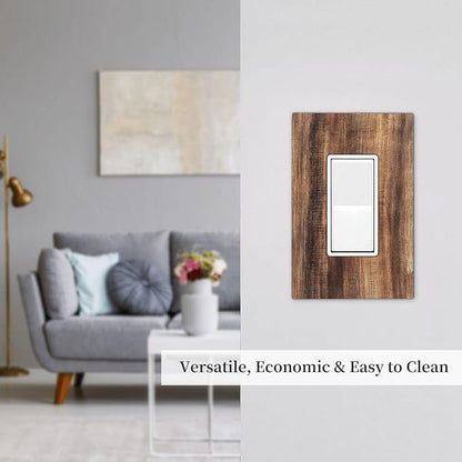 Decorative Outlet Covers Vintage Rustic Brown Wood Grain 1 Gang Single Rocker Light Switch Cover Plate Wall Plates GFCI Faceplate for Bedroom Farmhouse Decor