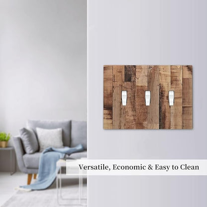 Decorative Switch Plates Rustic Brown Wood Grain 3 Gang Wall Plate Triple Toggle Light Switch Cover Faceplate Electrical Wall Panels for Farmhouse Kitchen Decor