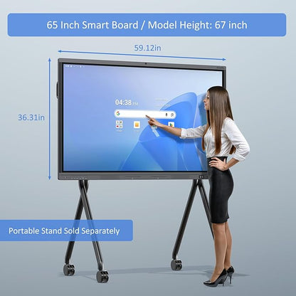 Shiarffe X5 Smart Board with Stand 4K Interactive Whiteboard EDLA-Certified All-in-One Touchscreen Digital Display Built-in 48MP Camera Mics and Speaker for Classrom Hybrid Work