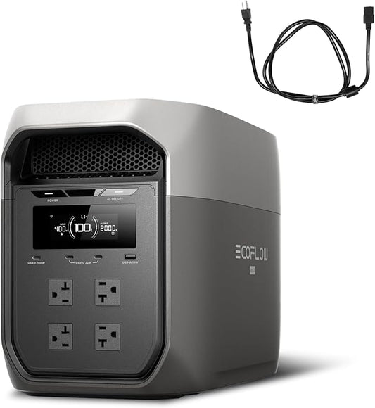 EF ECOFLOW Portable Power Station DELTA 3 Max with AC Charging Cable, 2048Wh LiFePO4 Battery, 3400W X-Boost Output, Ultra-Fast 0-80% Charging in 1.13 Hr, Home Backup & RV Camping