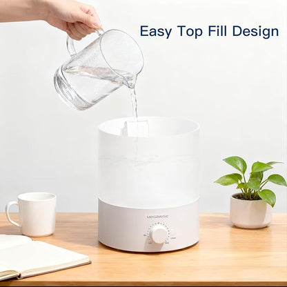 MegaWise Ultrasonic Cool Mist Humidifier SK7620 - 1.5L Capacity, Whisper-Quiet Operation, Adjustable Mist Output, Auto Shut-Off - Ideal for Home, Office, Baby Room, and Bedroom