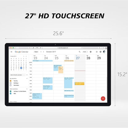 27 inches Touchscreen Digital Calendar & Wall Planners, Smart Whiteboard Calendar for Chore Chart & Work Schedule, Built in Speakers and Camera, Include Wall Mount & Desk Stand