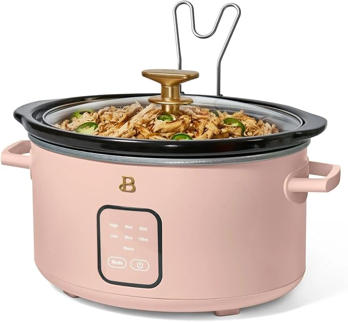 Beautiful 4-Qt Digital Slow Cooker with Smart Touch Screen, Removable Pot, Timer Presets, Ideal for Small Families