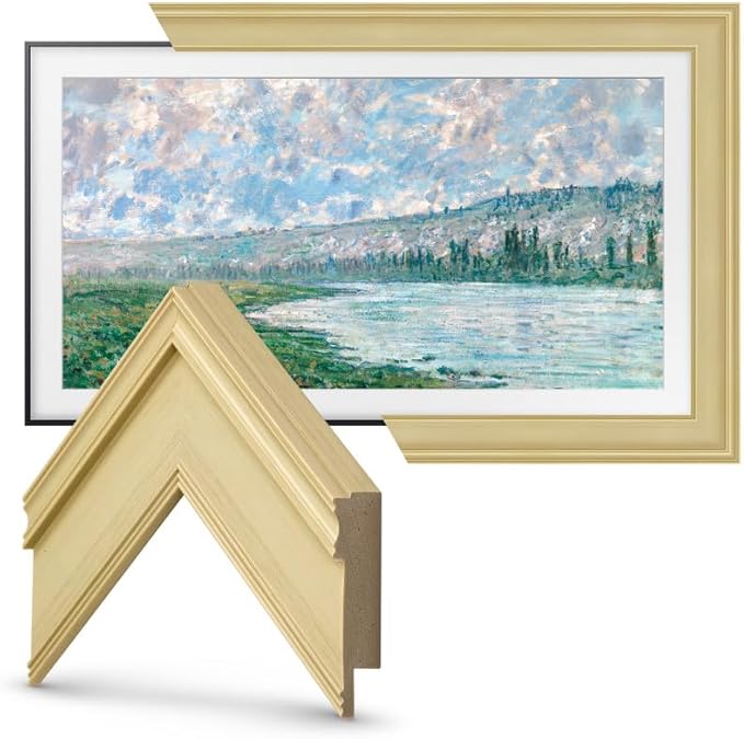 Antique White 75" Premiere Deco TV Frame - Compatible ONLY with Samsung The Frame TV and Pro TVs (Fits 2021-2025, LS03A, LS03B,LS03C,LS03D,LS03FA,LS03FW)