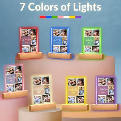 Custom Picture Frames with Photo, Personalized Photo Frame with Night Light, Customized Picture Frame, Personalized Valentines Day Gifts for Women, Men, Mom, Dad, Baby, Kid, Family