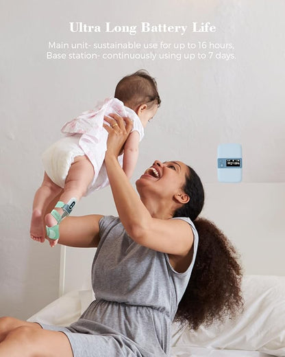 Babytone Baby Sleep Monitor with Base Station- Smart Sleep Sock, Tracking Heart Rate and Movement, Wearable Baby Foot Monitor with Bluetooth and APP, for 0-36 Months Newborn