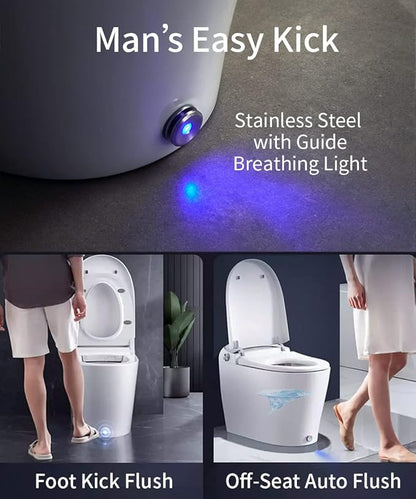EPLO Smart Toilet - Elongated Heated Seat, Auto Flush,Kick Flush,Warm Wash, Modern One piece Toilet with Bidet built in, ADA Comfort Height for Bathroom, Blackout can Flush, Night Light, LED Display