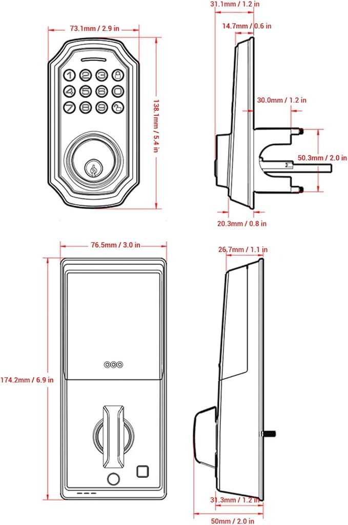 Smart Deadbolt Door Lock with Digital Electronic Keypad, Alloy Construction, 2 Keys - Auto Locking, Virtual Password Security, Suitable for Home Apartment Villa
