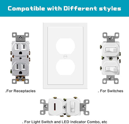 Outlet Covers Wall Plate Electrical Outlet Cover Plates Dual Receptacle Outlet Faceplate for Light Switches, Smart Switch, GFCI, Dimmers, Receptacle, USB Outlet (4 Pack, 1-Gang 4.88X3.18 Inch)