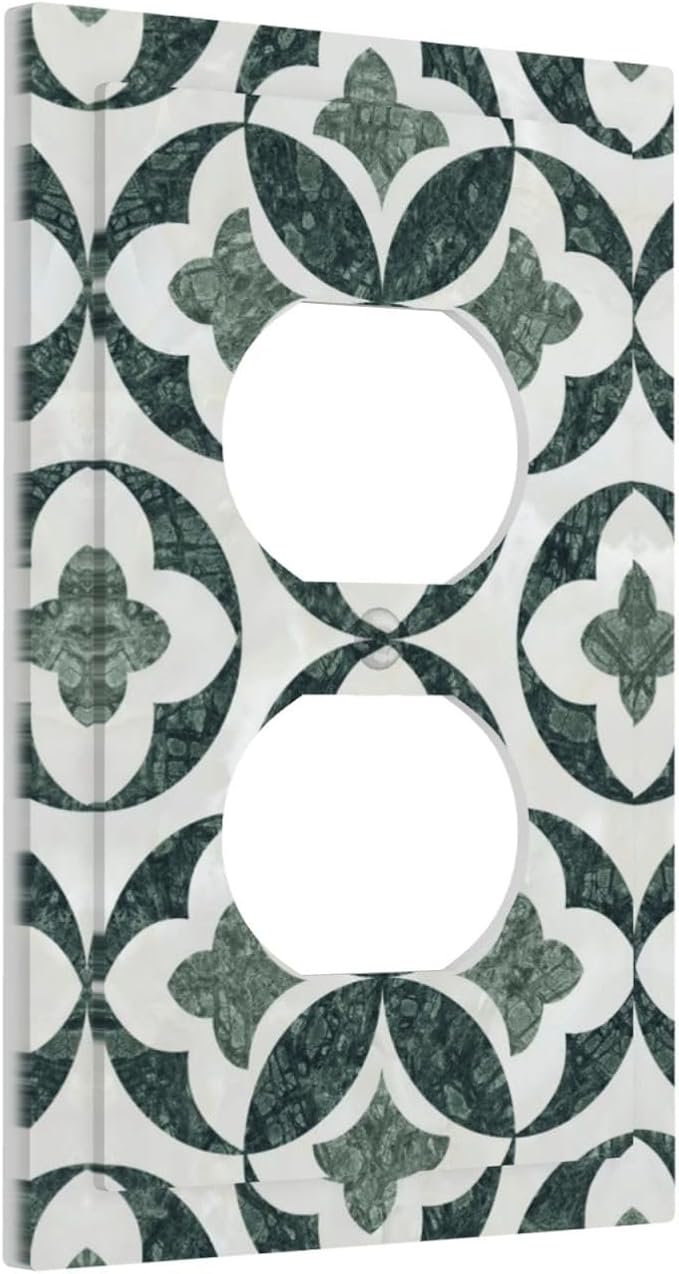 Green Luxury Modern Cubic Marble Cubic Marble Duplex Outlet Decorative Light Switch Covers Electrical Faceplate Switch Plates for Bathroom Kitchen Home