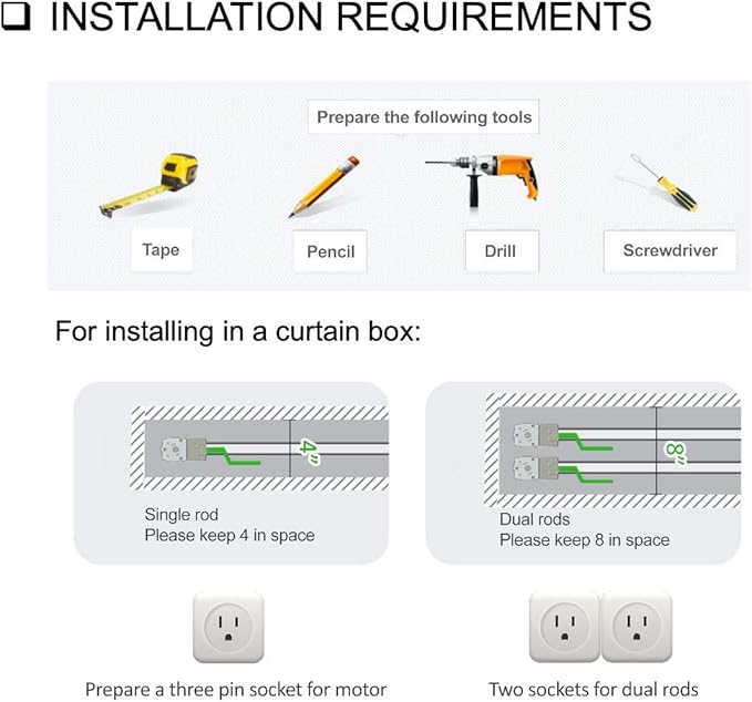 Smart Curtain System, Heavy Duty Electric Curtain Rod, WiFi Control, Compatible with Alexa, Google Home, Adjustable Length (20 ft rod)