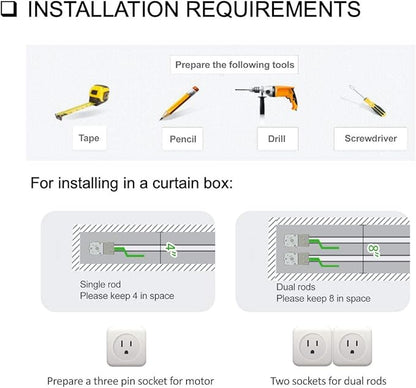 Smart Curtain System, Heavy Duty Electric Curtain Rod, WiFi Control, Compatible with Alexa, Google Home, Adjustable Length (20 ft rod)