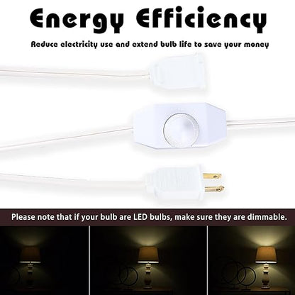 Lamp Dimmer Switch Extension Cord Plug in Dimmer - Rotary Control for 150 Watt Dimmable Lights - Christmas Village Houses Lights Cord Salt Light - 6 ft Cord