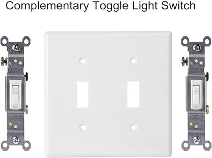 Toggle Light Switch Wall Plates 2-Gang Switch Electrical Cover Plate Unbreakable Thermoplastic Faceplate, White (4 Pack)