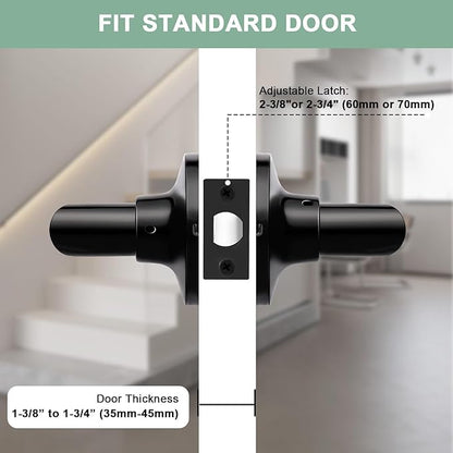 GOBEKOR Matte Black Door Handles Interior,Heavy Duty Passage Door Handles Interior Door Levers for Hallway and Closet, Modern Sleek Round Door Locks