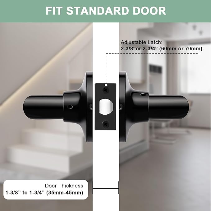 GOBEKOR 2 Pack Matte Black Door Handles Interior,Heavy Duty Passage Door Handles Interior Door Levers for Hallway and Closet, Modern Sleek Round Door Locks