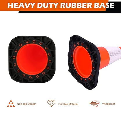 8 Pack 12 Inch Orange PVC Traffic Cones Black Base Stable Durable, Sport Training Soccer Practice Kids Safety Markers Indoor Outdoor Use (8, Orange, 12 Inch)