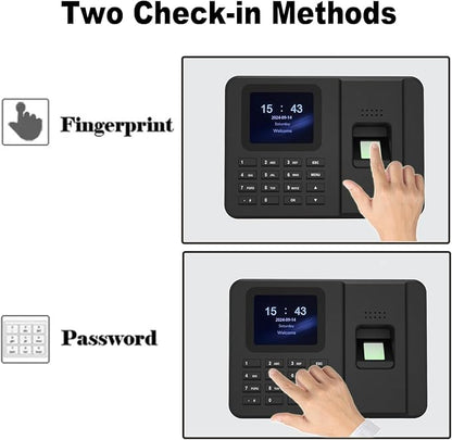 Time Clocks for Employees Small Business, Fingerprint + PIN, Biometric Clock in and Out Machine for Employees, No Monthly Fee, No Software Required