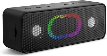 OHAYO Bluetooth Speaker, Portable Wireless, IPX6 Waterproof, 16W HD Sound, 24H Playtime, TWS Pairing, LED Lights, Speakers for Home/Outdoors/Travel, Birthday Gifts, Stocking Stuffers, Black, Small