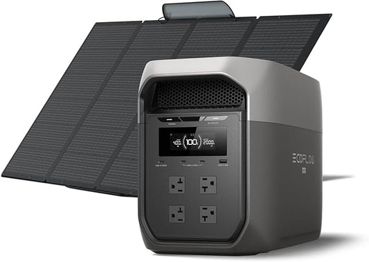 EF ECOFLOW Portable Power Station DELTA 3 MAX with 400W Solar Panel, 3400W X-Boost Output, Ultra-Fast 0-80% Charging in 1.13 Hr, Home Backup & RV Camping