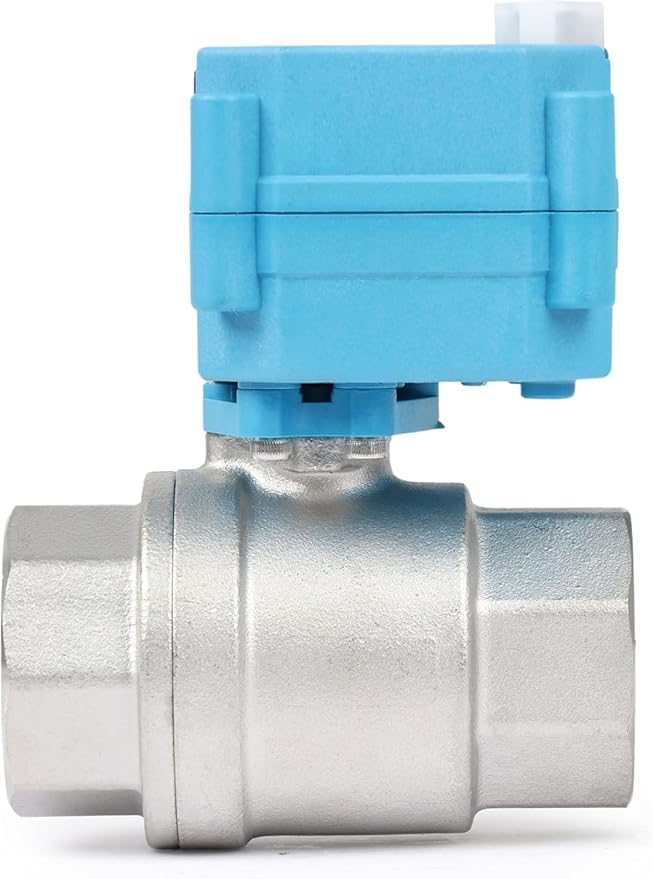 U.S. Solid Motorized Ball Valve – 1" 316 Stainless Steel, IP67 Waterproof, 110-230V AC, Full Port, 2-Wire Auto-Return, Normally Closed, Electric Valve for HVAC, Water, Oil, and Gas