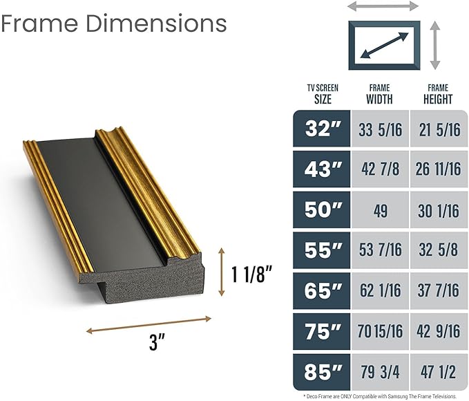 Antique Gold & Black 43" Premiere Deco TV Frame - Compatible ONLY with Samsung The Frame TVs (Fits 2021-2025, LS03A, LS03B, LS03C, LS03D, LS03FA)