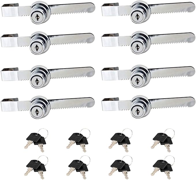 Sliding Glass Door Ratchet Lock Display Case Lock with Chrome Finish, Security, Keyed Alike Showcase Display (8 PC)