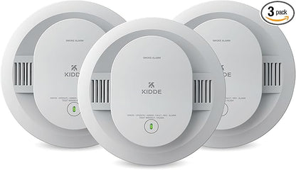 Kidde Smoke Detector for Home, AA Battery Powered, LED Light Notifications, 3-Pack