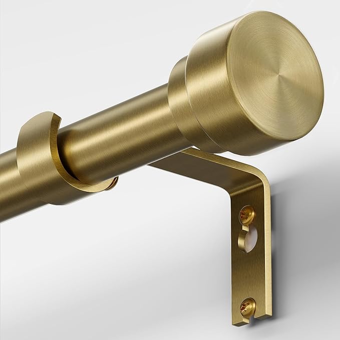 Oneach Curtain Rods for Windows 66 to 120 Inch, 1 Inch Pole Adjustable Curtain Rod with Easy Installation and Modern Design (Antique Gold, 16 to 120 Inch)