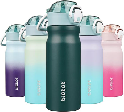 BJPKPK Stainless Steel Insulated Water Bottle with Straw Lid 18oz Reusable Metal Thermal Flask Bottles Keep Cold and Hot,Army Green