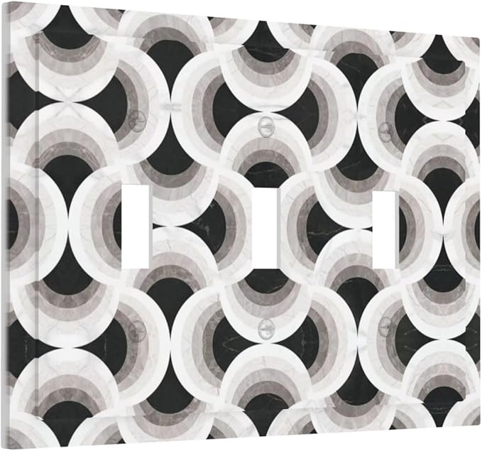 Abstract Art Marble 3 Gang Triple Toggle Decorative Light Switch Covers Electrical Faceplate Switch Plates for Bathroom Kitchen Home