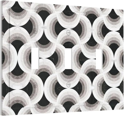 Abstract Art Marble 3 Gang Triple Toggle Decorative Light Switch Covers Electrical Faceplate Switch Plates for Bathroom Kitchen Home