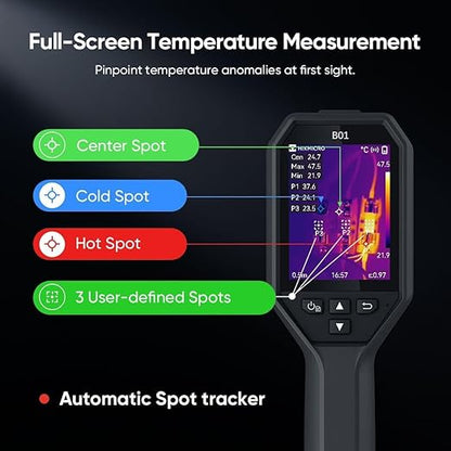 HIKMICRO B01 Thermal Camera, 320 x 240 Super IR Thermal Imaging Camera with WiFi, 3.2" LCD Screen, -4°F to 1022°F, 256 x 192 IR Resolution, 25Hz IR Camera with PC Analysis,FCC ID 2AXVM-HM-TP5XXXX