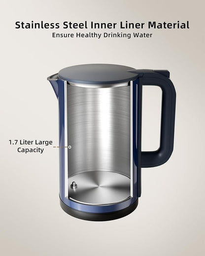 Tisania Electric Kettle with Temperature Control, Cordless Kettle 1.7L for Milk, Tea & Coffee, 5 Presets 2H Keep Warm, 304 Stainless Steel BPA-Free,Blue