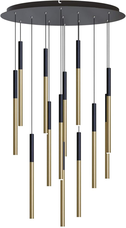 ALTAIR 13 Mini Pendantl Lighting Black-Brass - LED Hanging Light Fixture for Kitchen Island, Bar, Foyer - Cluster Pendants - Dimmable, Adjustable Wire, Lamp Bulb Included