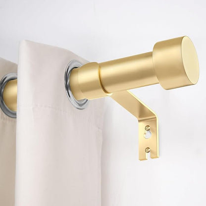 2 Pack Curtain Rods for Windows 28 to 48 Inch(2.3-4ft), 1 Inch Gold Curtain Rods Set, Adjustable Heavy Duty Curtain Rod for Patio Bedroom Living Room, Modern Drapery Rods, Size 32"- 60"