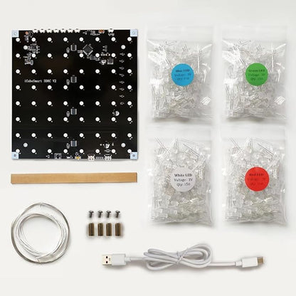 8x8x8 LED Cube Kit DIY Electronic Kit Soldering Project Kit, User Needs to Solder The LED, and The Displayed Content Can Be Modified. (MULTI4)