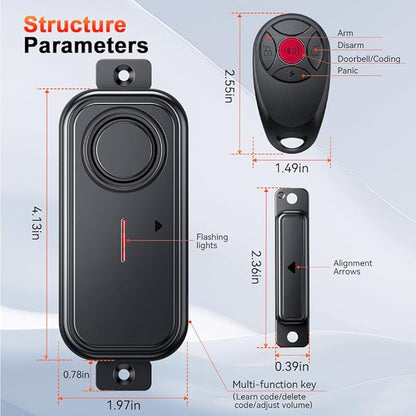 Door Alarms When Opened, 113dB Anti-Theft Window Alarm with Remote, Magnetic Security Door Sensor, Home Security Pool Safety for Kids, Alzheimer's Care