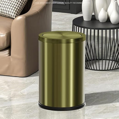 9L/2.4Gal Antique Bronze Bathroom Trash Can, Small Flip Garbage Can with Lid,Brushed,Single-Layer,Trash Bin for Laundry，Hotel，Office， Laundry Room (Bronze)