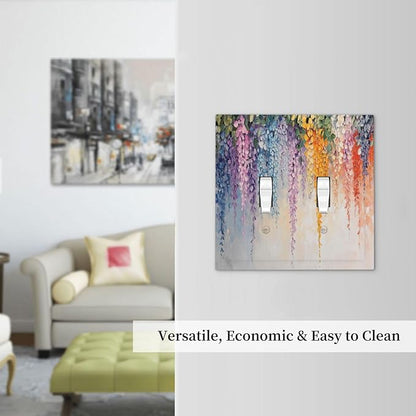Colorful Wildflower Wisteria Cascade Floral Flower Decorative Switch Plates 2 Gang Double Toggle Outlet Light Switch Cover Wall Plate Electrical Faceplate for Bedroom Living Room Decor