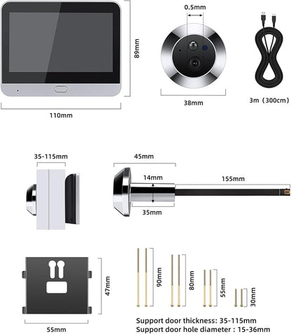Digital Door Peephole, Digital LCD Security Camera 1080P with 4.3 inch Monitor, 120 Degree Peephole Viewer, IR NightVision, Motion Detection, Two Way Intercom