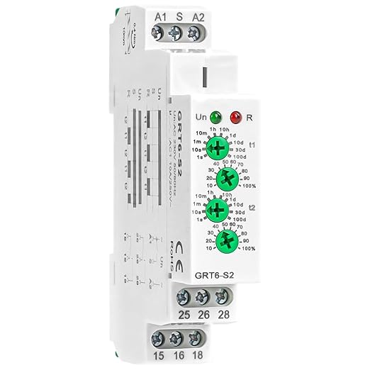 Asymmetric Cycle Timer Relay 2SPDT AC 230V 10A Long or Short Period Repeat Cycle Tntermittent Timer Electronic Relay in Din Rail (GRT6-S2 AC 230V)